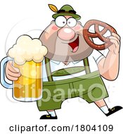 Poster, Art Print Of Cartoon Oktoberfest Man With A Beer And Pretzel
