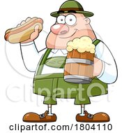 Poster, Art Print Of Cartoon Oktoberfest Man With A Beer And Hot Dog