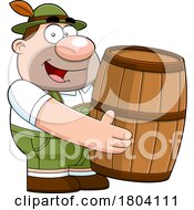 Cartoon Oktoberfest Man Carrying A Beer Keg