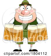 Cartoon Oktoberfest Man Holding Beers