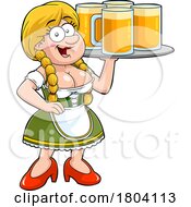 Poster, Art Print Of Cartoon Oktoberfest Beer Maiden With A Tray