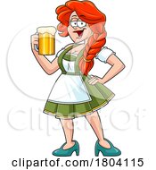 Cartoon Oktoberfest Woman Hodling A Beer
