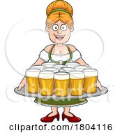 Cartoon Oktoberfest Beer Maiden With A Tray