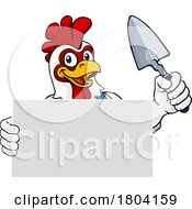 Poster, Art Print Of Bricklayer Chicken Rooster Trowel Tool Mascot