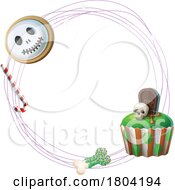 Poster, Art Print Of Halloween Frame With A Cupcake And Cookie
