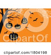 Poster, Art Print Of Halloween Pumpkins And Bats