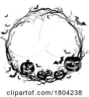 Black And White Halloween Frame Or Label Design
