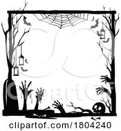 Poster, Art Print Of Halloween Frame Of Zombie Hands In A Cemetery