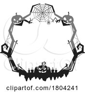 Black And White Halloween Frame Or Label Design by Vector Tradition SM