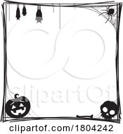 Poster, Art Print Of Black And White Halloween Frame Or Label Design