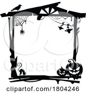 Black And White Halloween Frame Or Label Design