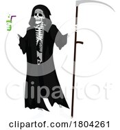 Poster, Art Print Of Halloween Skeleton Grim Reaper With A Drink