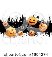 Halloween Pumpkins And Haunted Castle by Vector Tradition SM