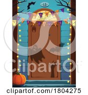 Poster, Art Print Of Halloween Pumpkin And Door With Shadows