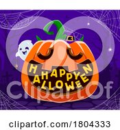Poster, Art Print Of Halloween Pumpkin And Ghost