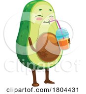 Poster, Art Print Of Avocado Food Mascot Drinking A Smoothie