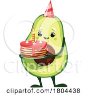 Poster, Art Print Of Avocado Food Mascot With Cake