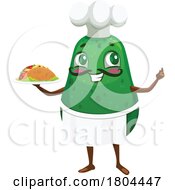Poster, Art Print Of Avocado Chef Food Mascot Serving A Taco