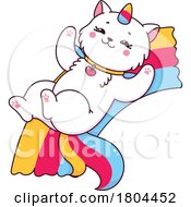 Poster, Art Print Of Unicorn Cat Sliding Down A Rainbow