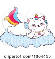 Unicorn Cat Resting On A Cloud
