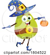Poster, Art Print Of Halloween Wizard Pear Food Mascot