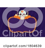Day Of The Dead Dia De Los Muertos Label Or Frame Design Over Purple Stripes by Vector Tradition SM