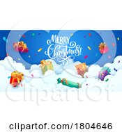 Poster, Art Print Of Merry Christmas Greeting With Gifts In Clouds