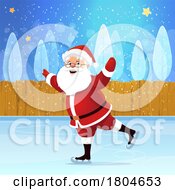 Poster, Art Print Of Santa Claus Ice Skating