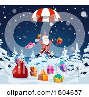 Poster, Art Print Of Santa Claus Parachuting