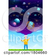 Poster, Art Print Of School Boy Using Vr Goggles To Learn About Space