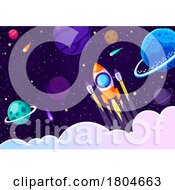 Poster, Art Print Of Rocket And Planets In Outer Space