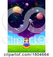 Poster, Art Print Of School Girl Reading About Space