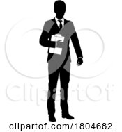 Poster, Art Print Of Business People Man With Clipboard Silhouette