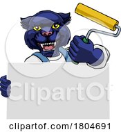 10/02/2023 - Panther Painter Decorator Paint Roller Mascot Man