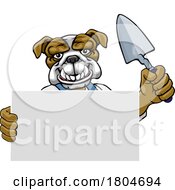 Poster, Art Print Of Bricklayer Bulldog Dog Trowel Tool Handyman Mascot