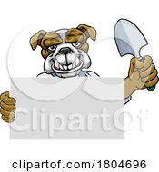 Poster, Art Print Of Gardener Tool Farmer Bulldog Dog Cartoon Mascot