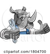 10/02/2023 - Rhino Plumber Or Mechanic Holding Spanner