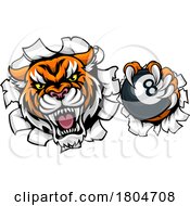 10/02/2023 - Tiger Angry Pool 8 Ball Billiards Mascot Cartoon