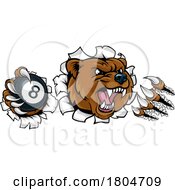 10/02/2023 - Bear Angry Pool 8 Ball Billiards Mascot Cartoon