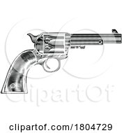 Poster, Art Print Of Western Cowboy Gun Pistol Revolver Woodcut Style
