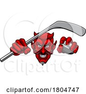 Devil Satan Ice Hockey Sports Mascot Cartoon by AtStockIllustration #COLLC1804747-0021