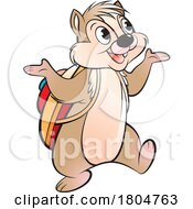 Poster, Art Print Of Cartoon Happy Chipmunk Student Wearing A Backpack