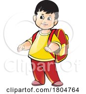 Cartoon Happy School Boy Wearing a Backpack by Lal Perera #COLLC1804764-0106
