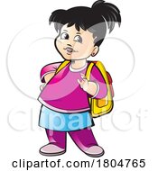 Cartoon Happy School Girl Wearing a Backpack by Lal Perera #COLLC1804765-0106
