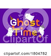 Poster, Art Print Of Halloween Ghost Time Design On Purple
