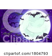 Poster, Art Print Of Halloween Background With A Full Moon And Bats
