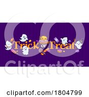 Halloween Ghost And Trick Or Treat Design On Purple