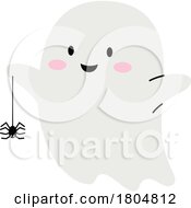 Poster, Art Print Of Halloween Ghost With A Spider