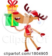 Poster, Art Print Of Cartoon Xmas Reindeer With Gifts