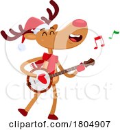 Poster, Art Print Of Cartoon Xmas Reindeer Musician